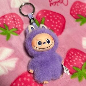 Labubu pin for love T purple plush keychain purse pal